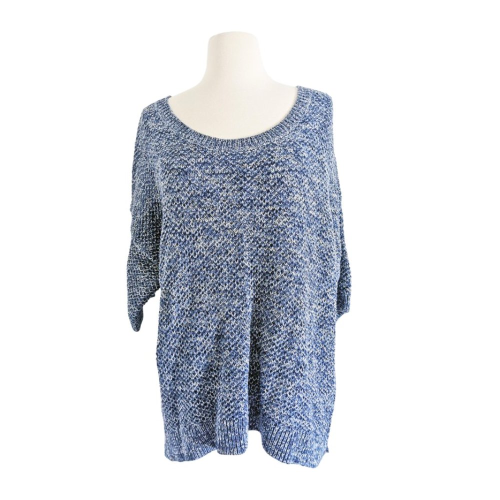 Women's Old Navy Blue and White Marbled Cropped Sweater - Plus Size